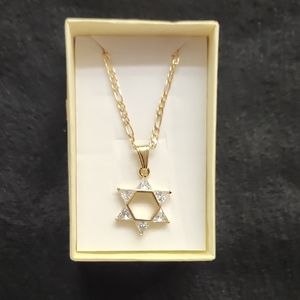 Gold Star of David Pendant Necklace